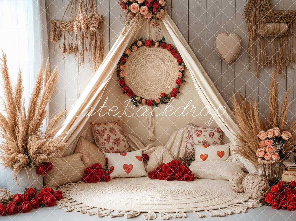 Kate Spring Boho Romantic Floral Tent Fleece Backdrop Designed by Emetselch - Image 2