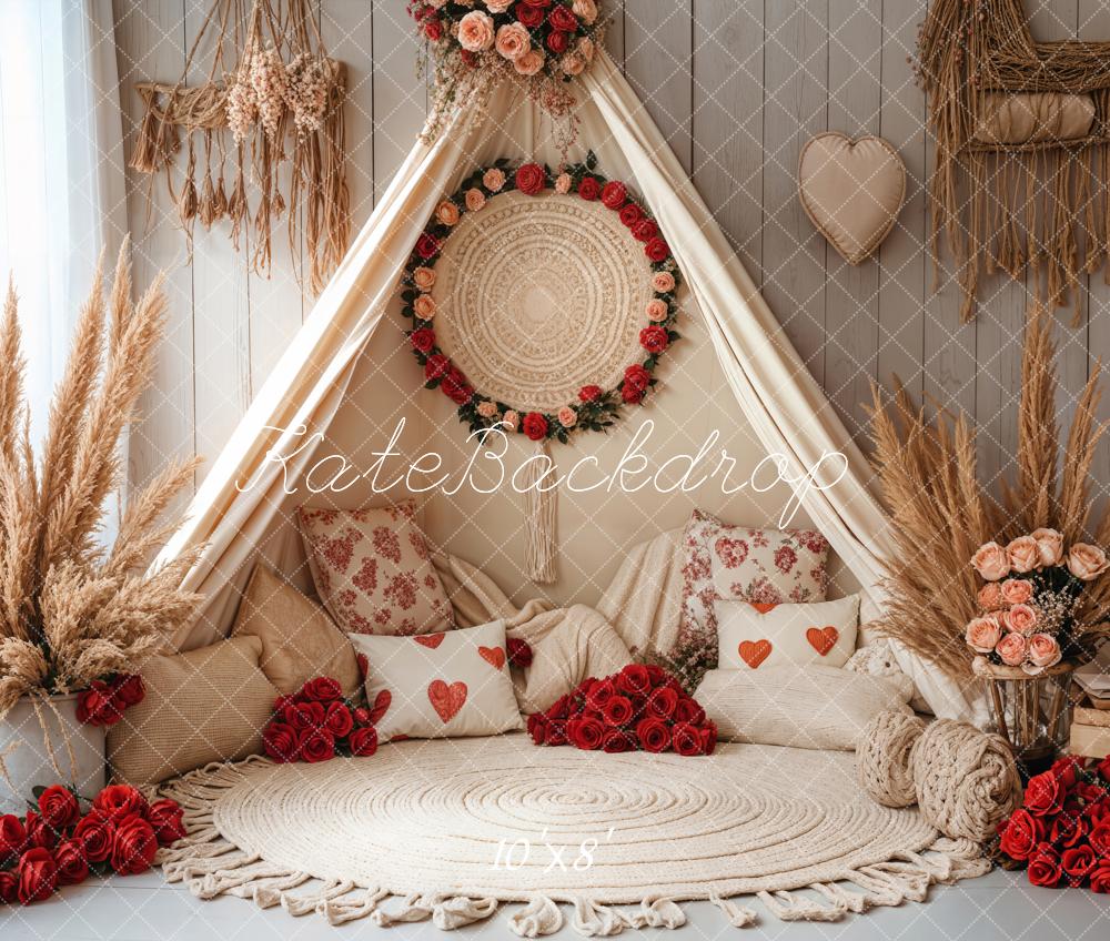Kate Spring Boho Romantic Floral Tent Fleece Backdrop Designed by Emetselch - Image 6
