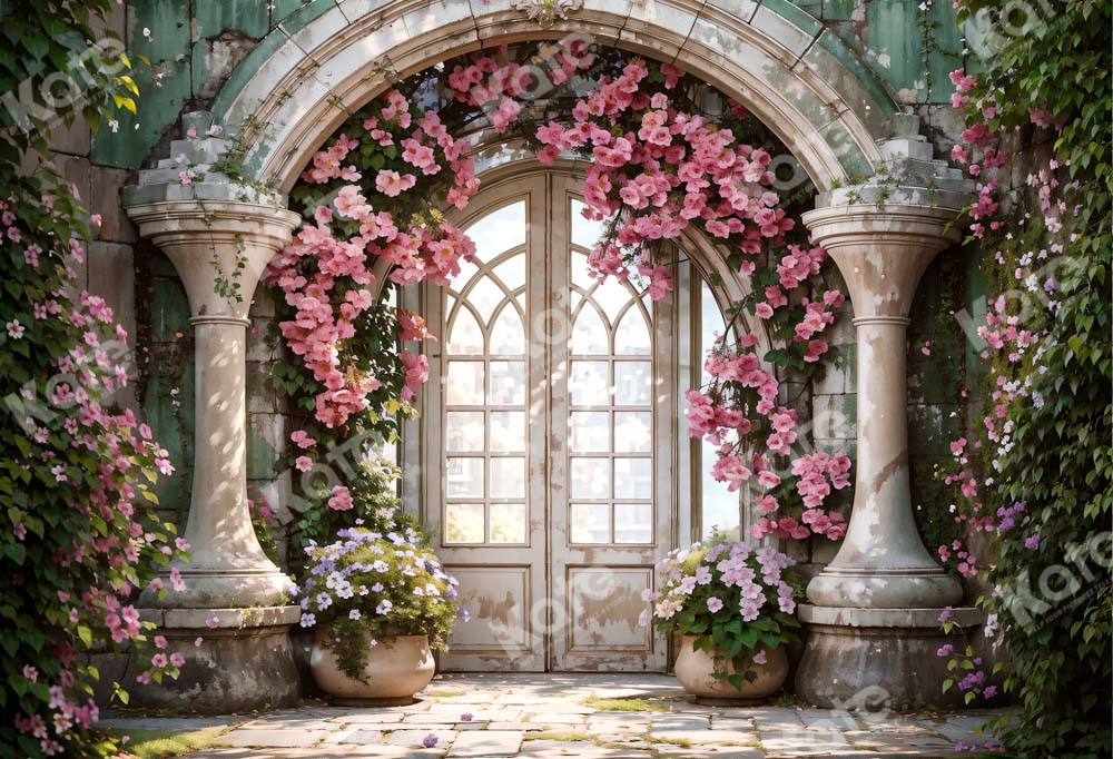 Kate Spring Building Flowers Wedding Backdrop for Photography - Image 2