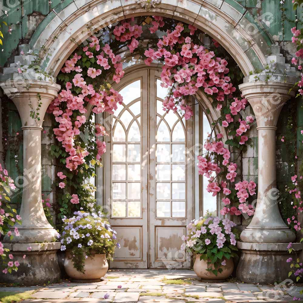 Kate Spring Building Flowers Wedding Backdrop for Photography - Image 3