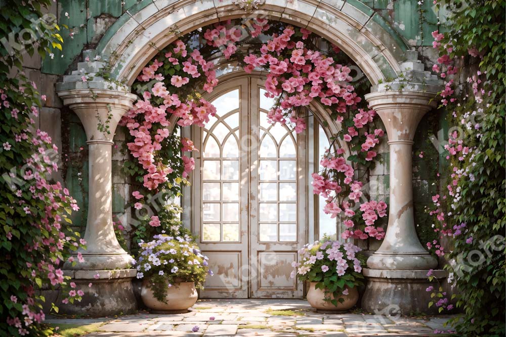 Kate Spring Building Flowers Wedding Backdrop for Photography - Image 5