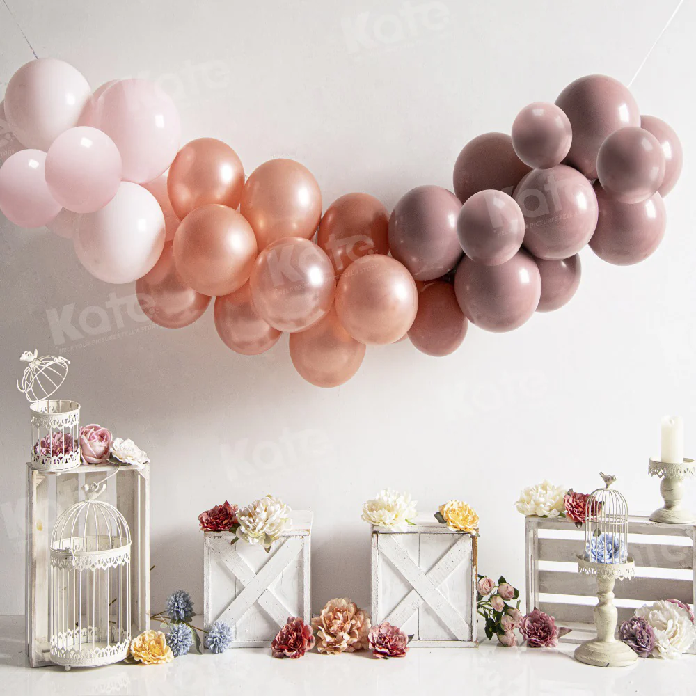 Kate Spring Cake Smash Floral Boho Balloons Backdrop for Photography - Image 2