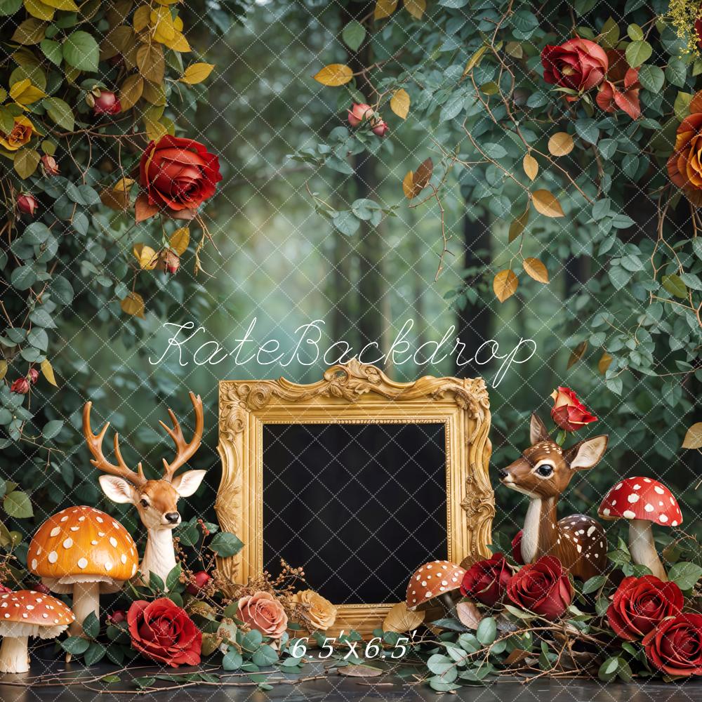 Kate Spring Cake Smash Forest Deer Floral Backdrop Designed by Emetselch - Image 2
