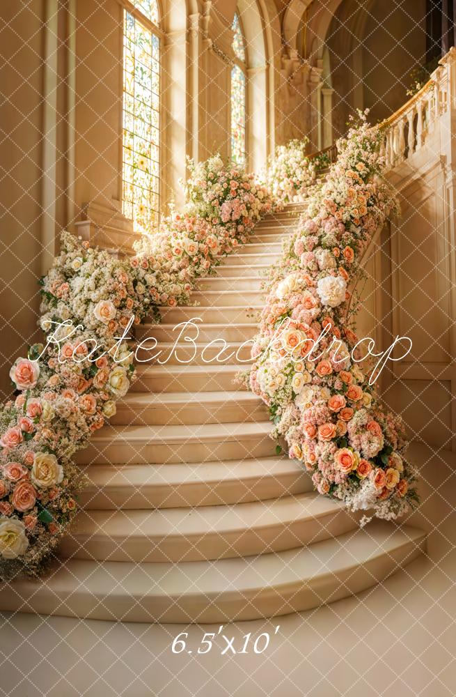 Kate Spring Cascading Stairs Floral Wedding Backdrop Designed by Emetselch - Image 3