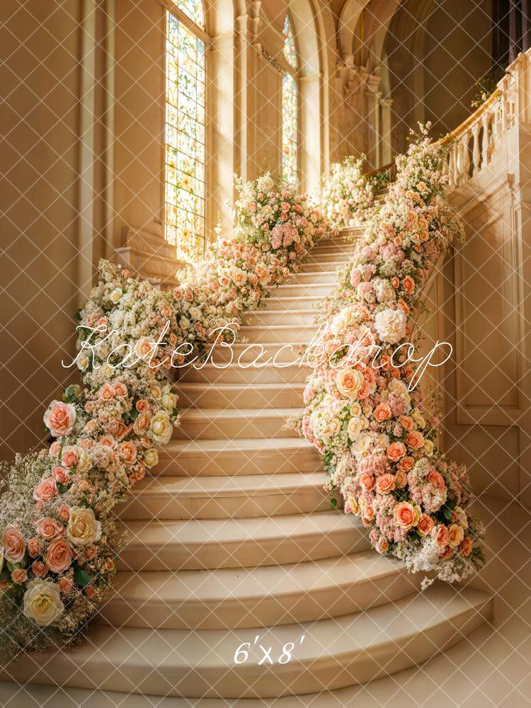 Kate Spring Cascading Stairs Floral Wedding Backdrop Designed by Emetselch - Image 4
