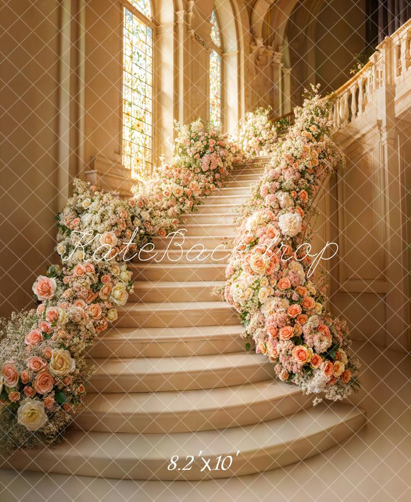 Kate Spring Cascading Stairs Floral Wedding Backdrop Designed by Emetselch - Image 5