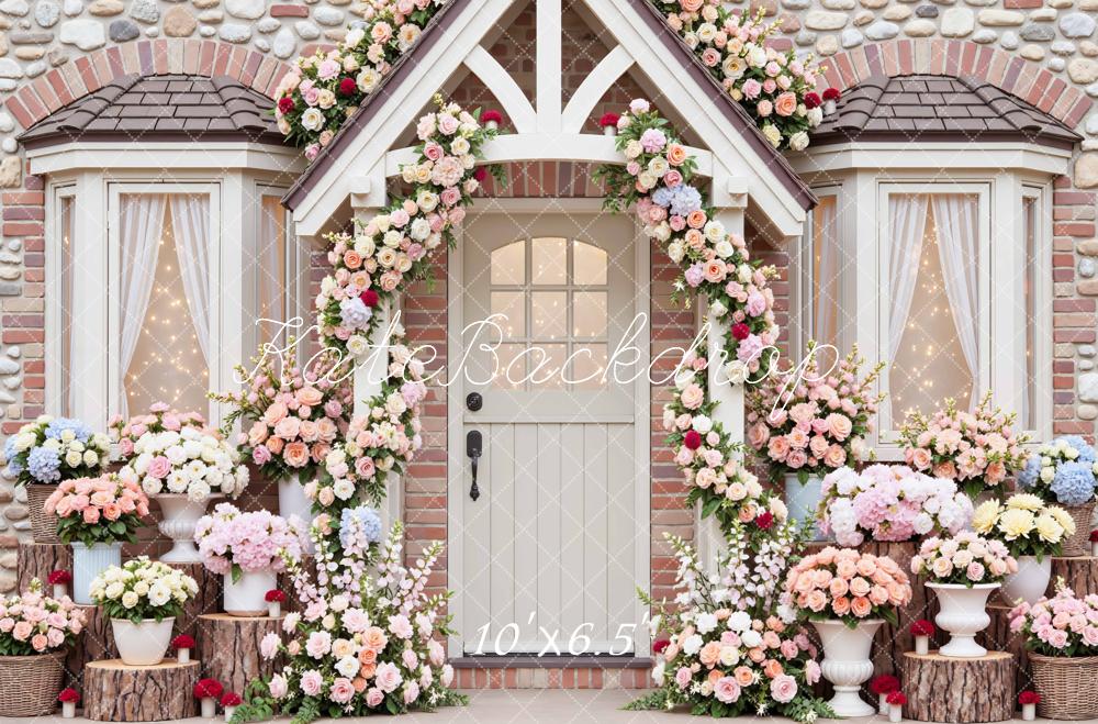 Kate Spring Cottage Front Floral Backdrop Designed by Mini MakeBelieve - Image 4