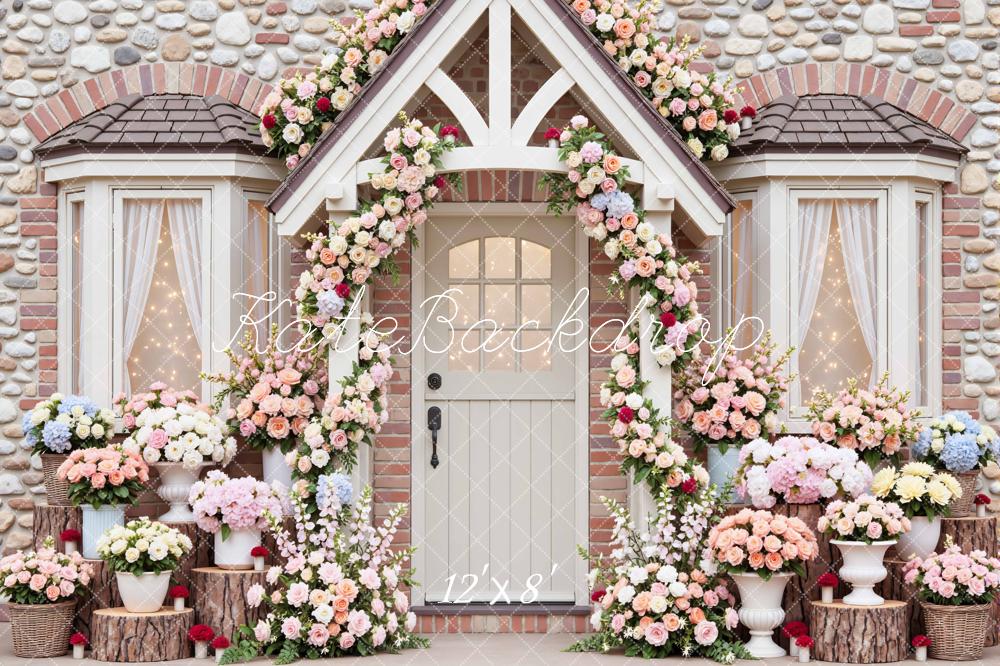 Kate Spring Cottage Front Floral Backdrop Designed by Mini MakeBelieve - Image 8
