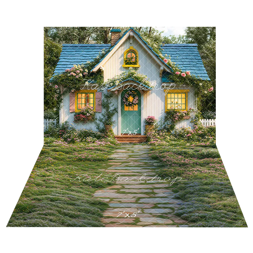 Kate Spring Cottage Garden Floral Backdrop+Pathway Floor Backdrop - Image 2