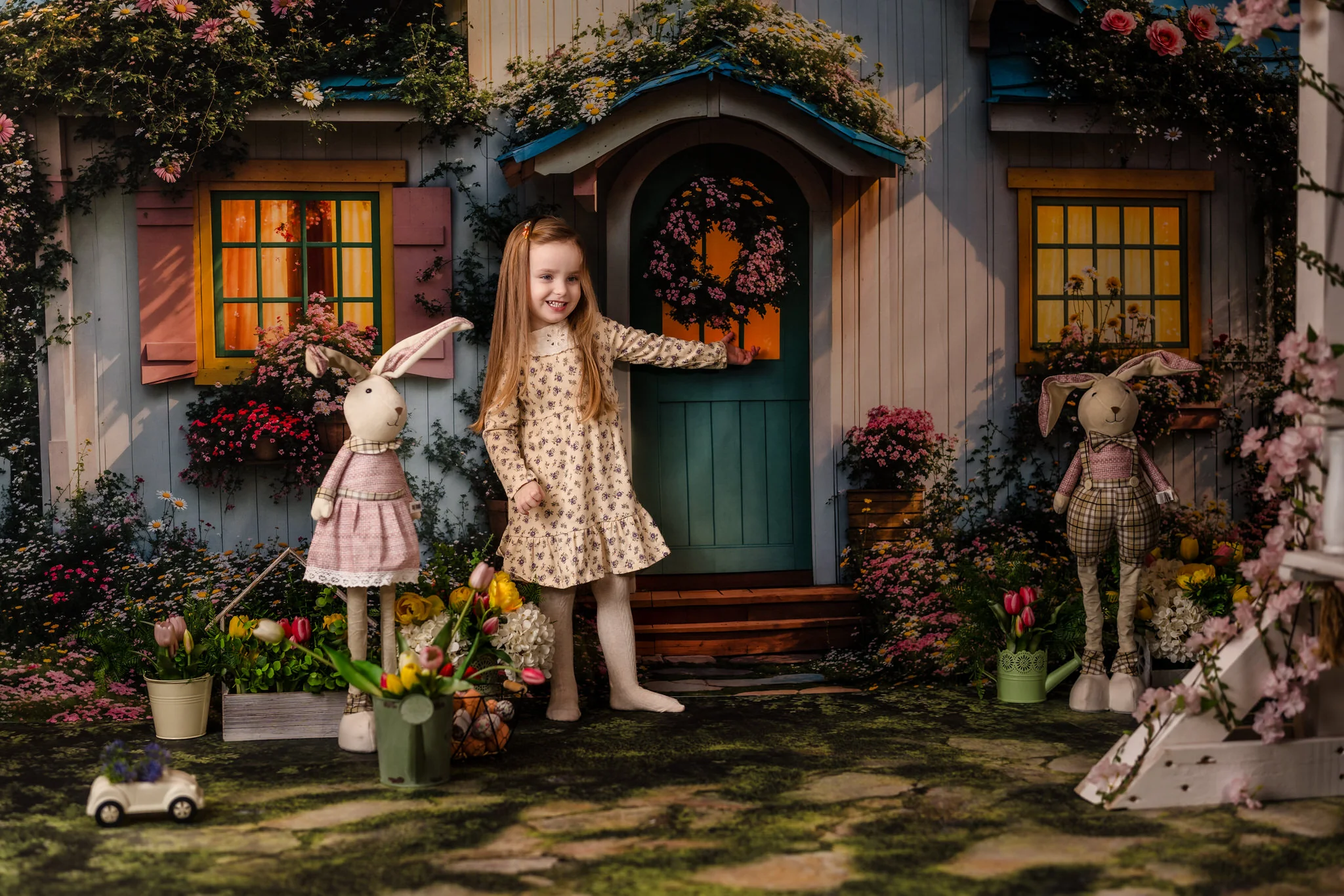 Kate Spring Cottage Garden Floral Backdrop+Pathway Floor Backdrop - Image 4