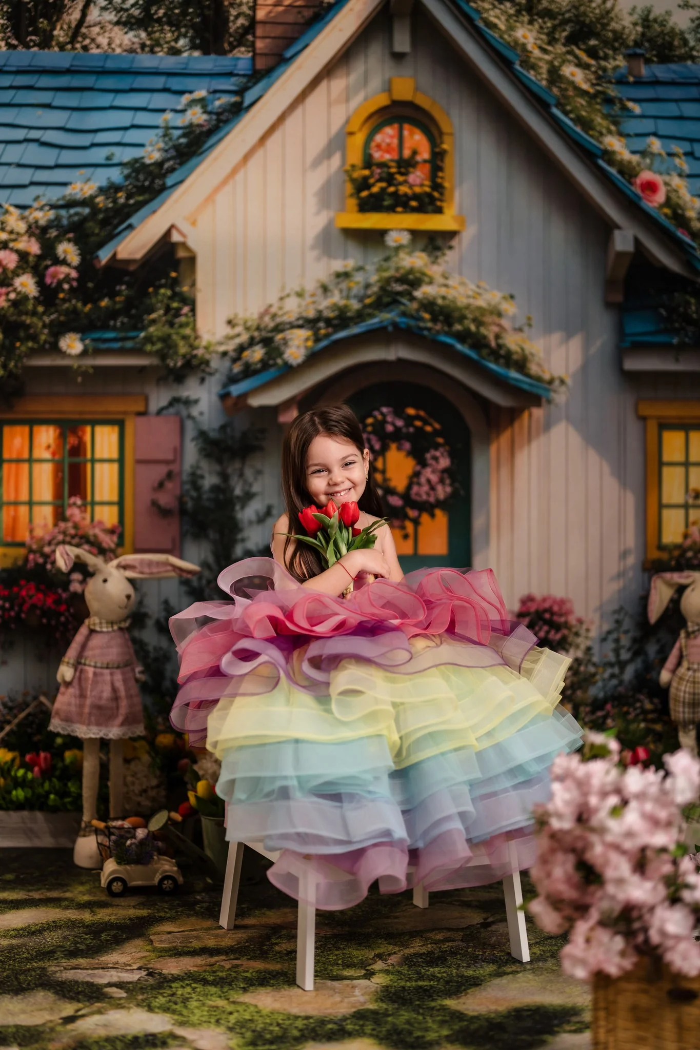 Kate Spring Cottage Garden Floral Backdrop+Pathway Floor Backdrop - Image 5