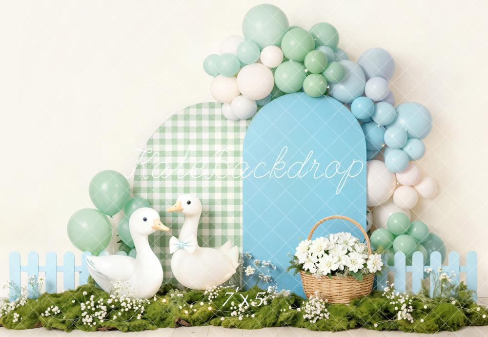Kate Spring Ducks Balloons Basket Backdrop Designed by Emetselch