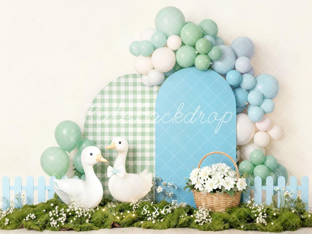 Kate Spring Ducks Balloons Basket Backdrop Designed by Emetselch - Image 3