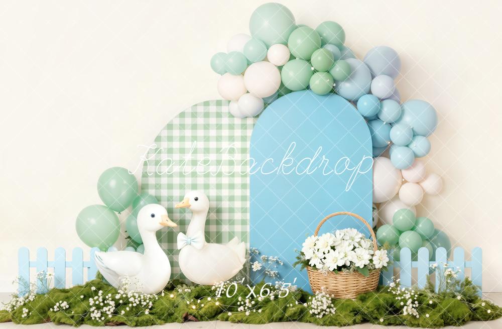Kate Spring Ducks Balloons Basket Backdrop Designed by Emetselch - Image 4