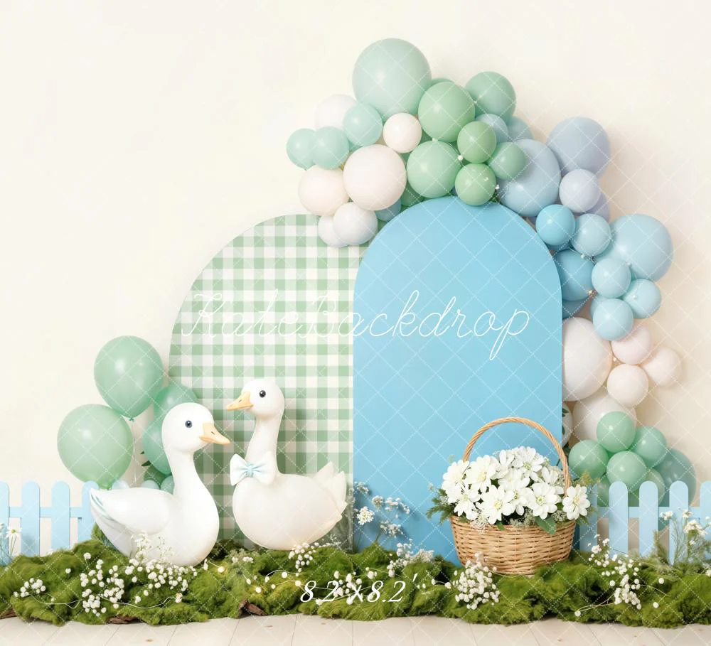 Kate Spring Ducks Balloons Basket Backdrop Designed by Emetselch - Image 5