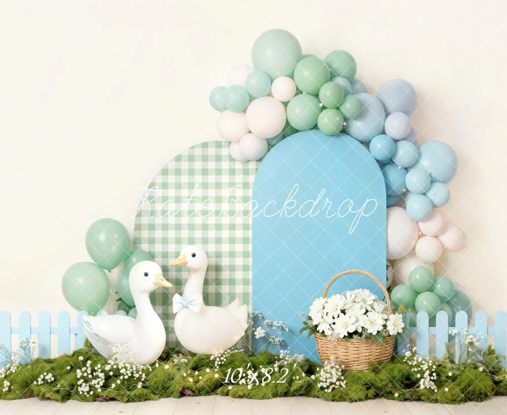 Kate Spring Ducks Balloons Basket Backdrop Designed by Emetselch - Image 6