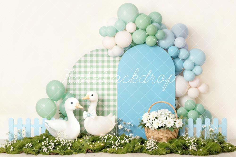 Kate Spring Ducks Balloons Basket Backdrop Designed by Emetselch - Image 8