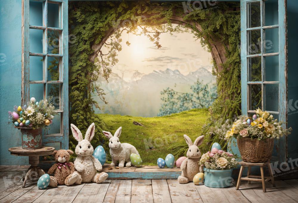 Kate Spring Easter Bunny Window Backdrop for Photography - Image 2
