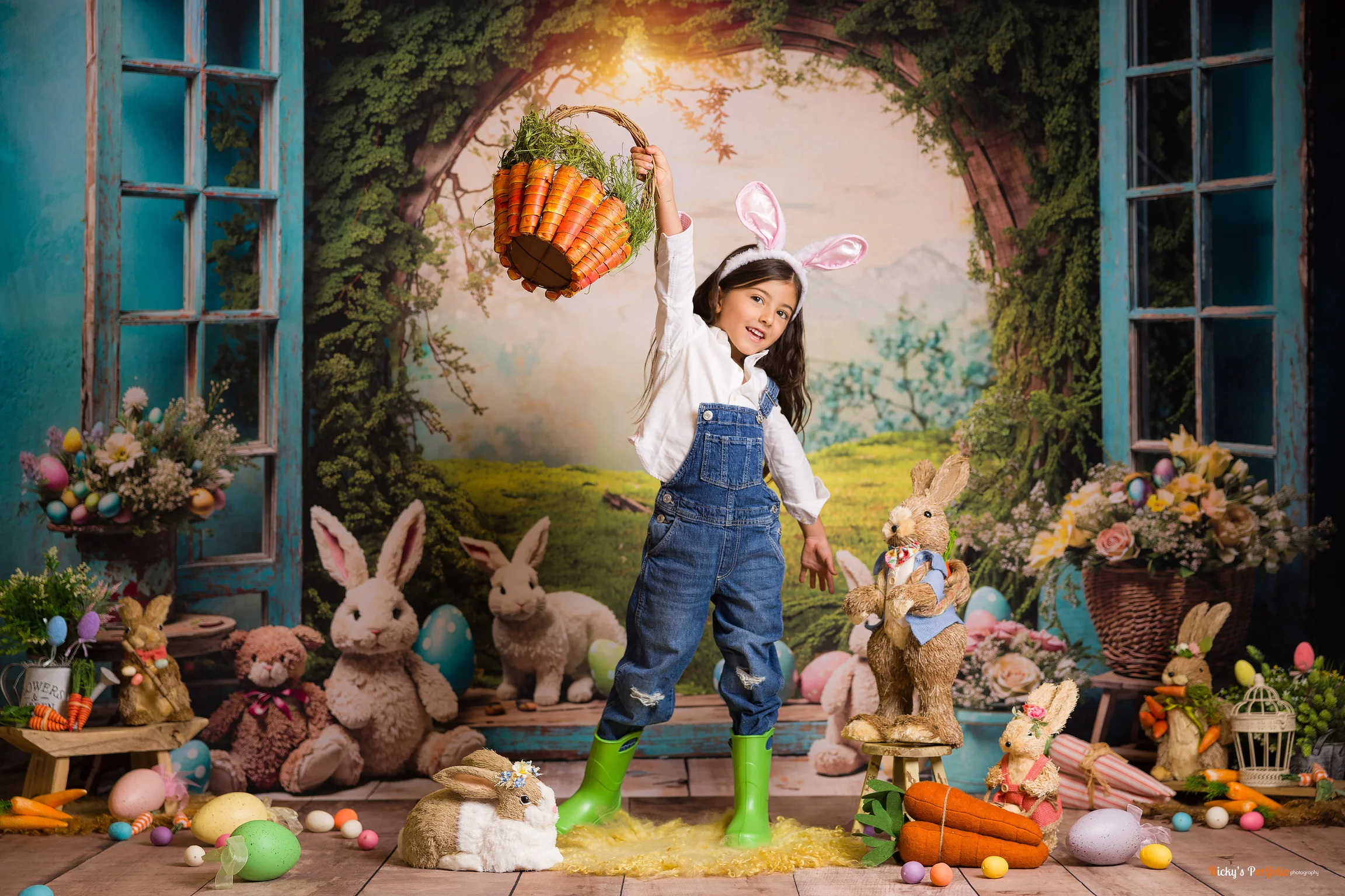 Kate Spring Easter Bunny Window Backdrop for Photography - Image 9