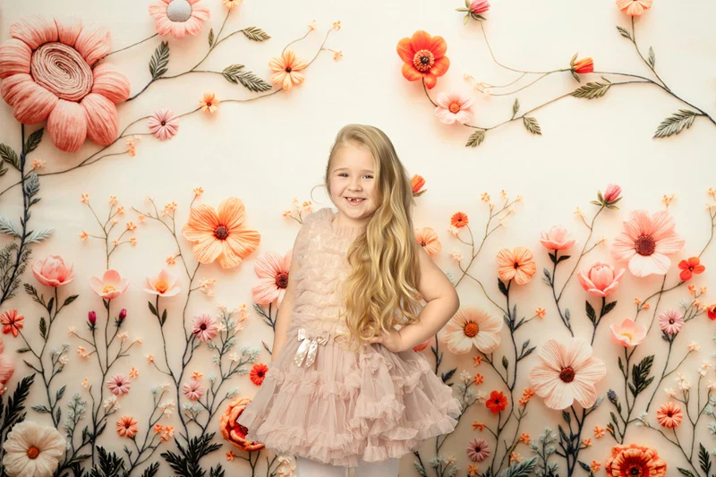 Kate Spring Embroidered Flower White Backdrop Designed by Mini MakeBelieve - Image 3