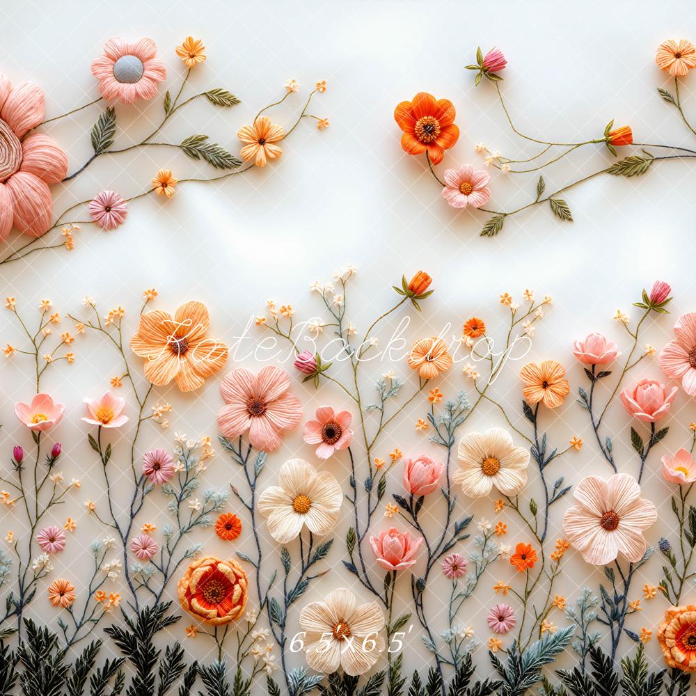 Kate Spring Embroidered Flower White Backdrop Designed by Mini MakeBelieve - Image 4