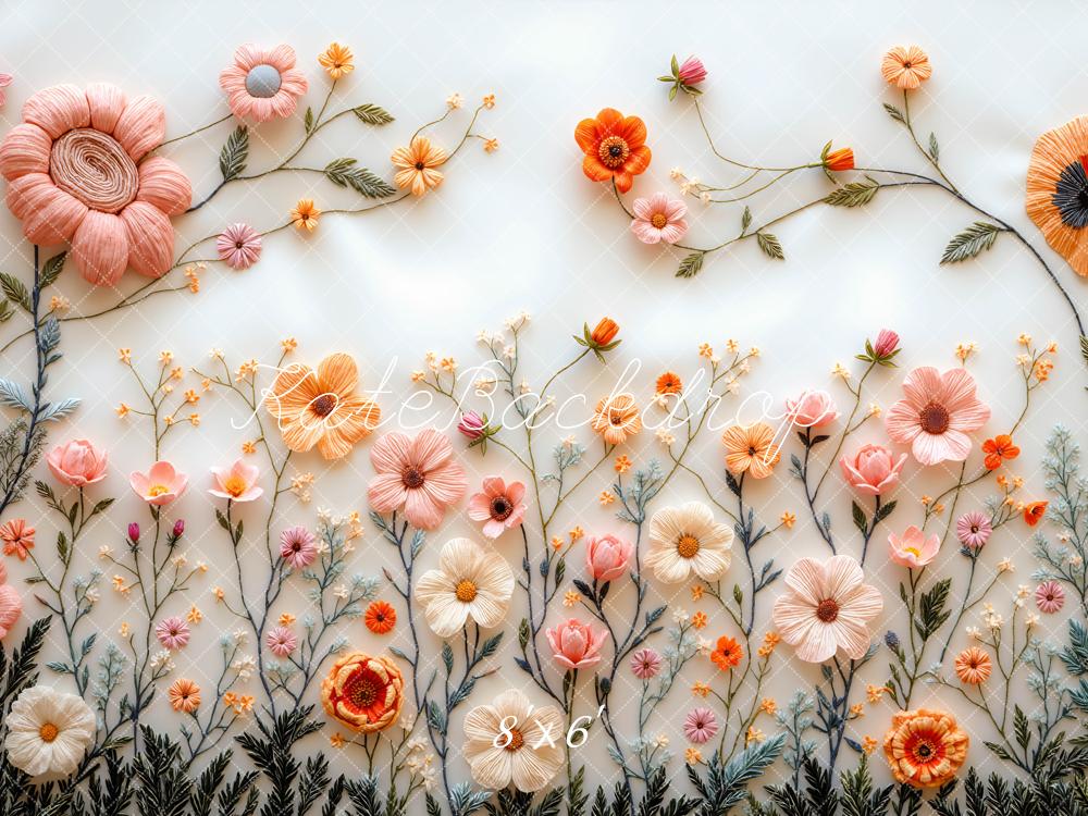 Kate Spring Embroidered Flower White Backdrop Designed by Mini MakeBelieve - Image 5