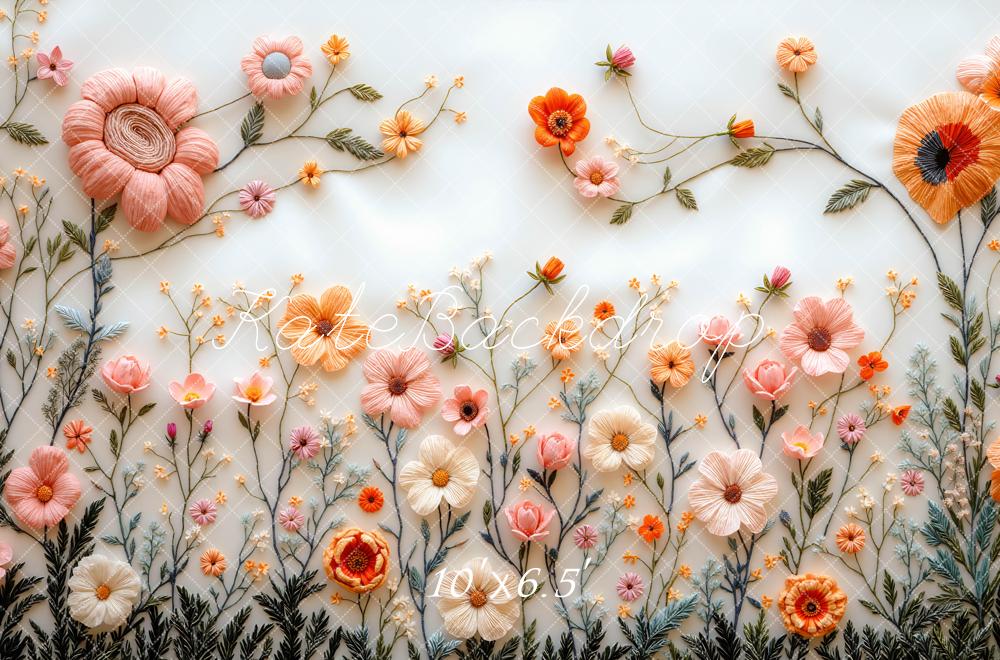 Kate Spring Embroidered Flower White Backdrop Designed by Mini MakeBelieve - Image 6