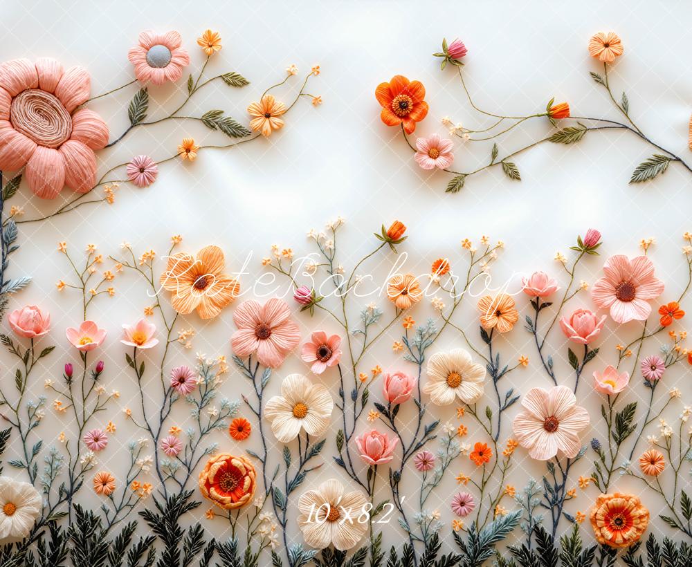 Kate Spring Embroidered Flower White Backdrop Designed by Mini MakeBelieve - Image 7