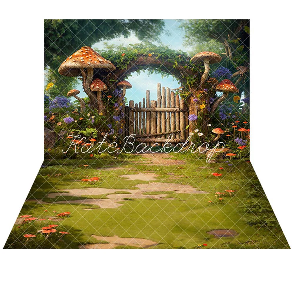 Kate Spring Fairytale Mushroom Backdrop +Forest Meadow Floor Backdrop - Image 2