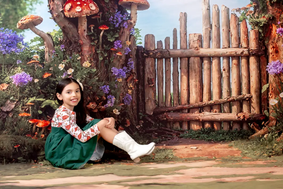 Kate Spring Fairytale Mushroom Backdrop +Forest Meadow Floor Backdrop - Image 3