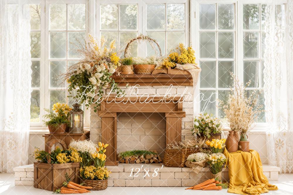 Kate Spring Fireplace Carrots Window Fleece Backdrop Designed by Emetselch - Image 4