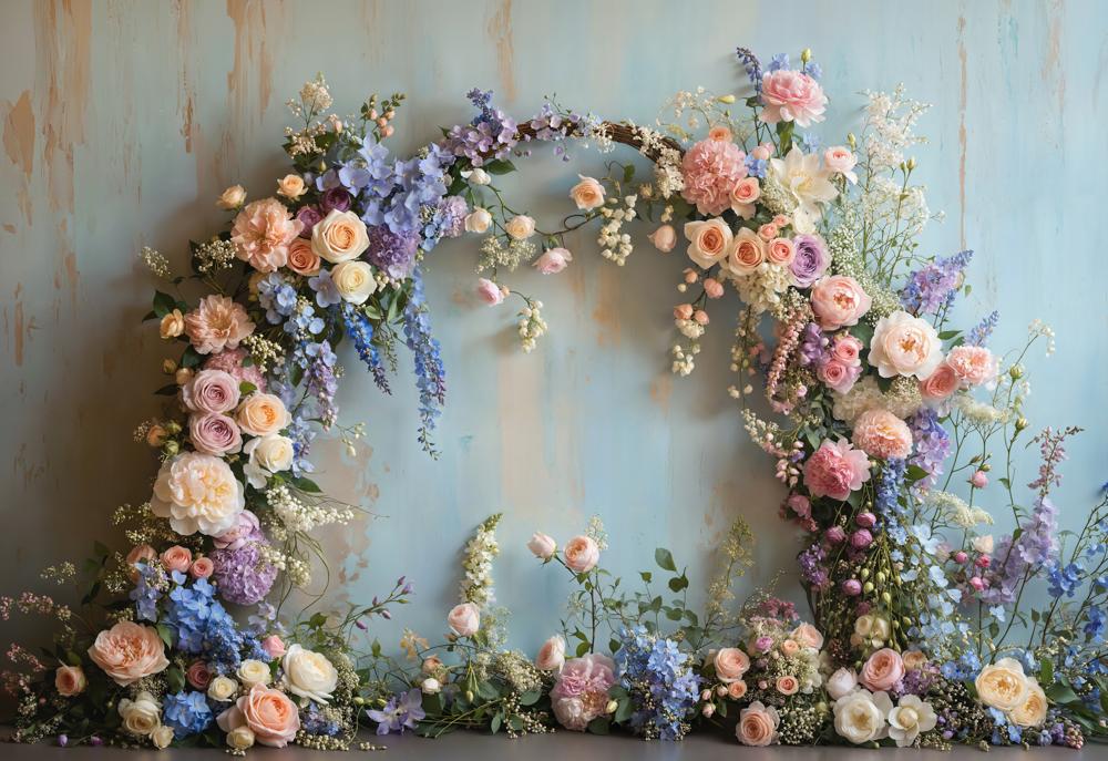 Kate Spring Floral Arch Pastel Fleece Backdrop Designed by Emetselch - Image 2