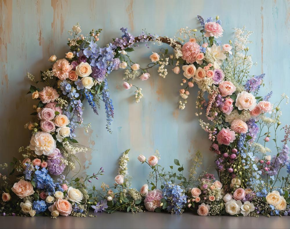 Kate Spring Floral Arch Pastel Fleece Backdrop Designed by Emetselch - Image 3