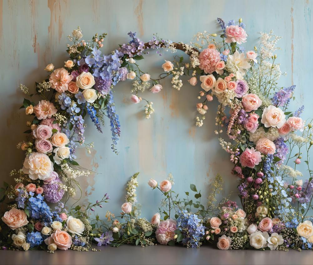 Kate Spring Floral Arch Pastel Fleece Backdrop Designed by Emetselch - Image 4