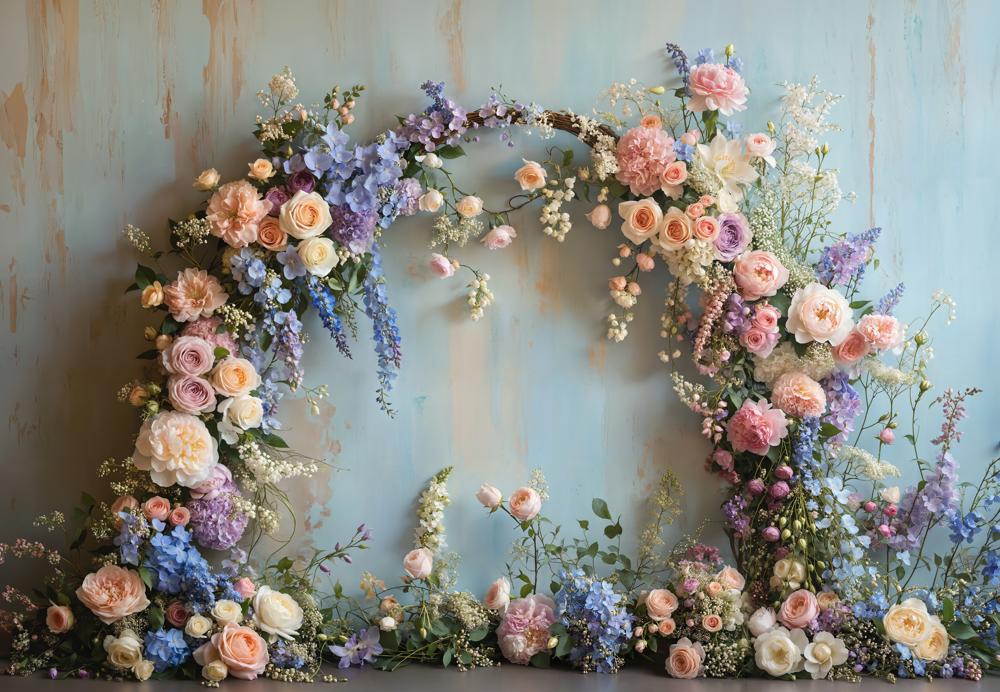 Kate Spring Floral Arch Pastel Fleece Backdrop Designed by Emetselch - Image 5