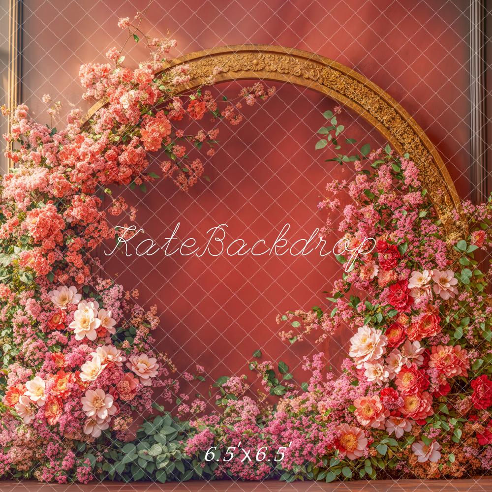 Kate Spring Floral Arch Red Backdrop Designed by Emetselch - Image 2