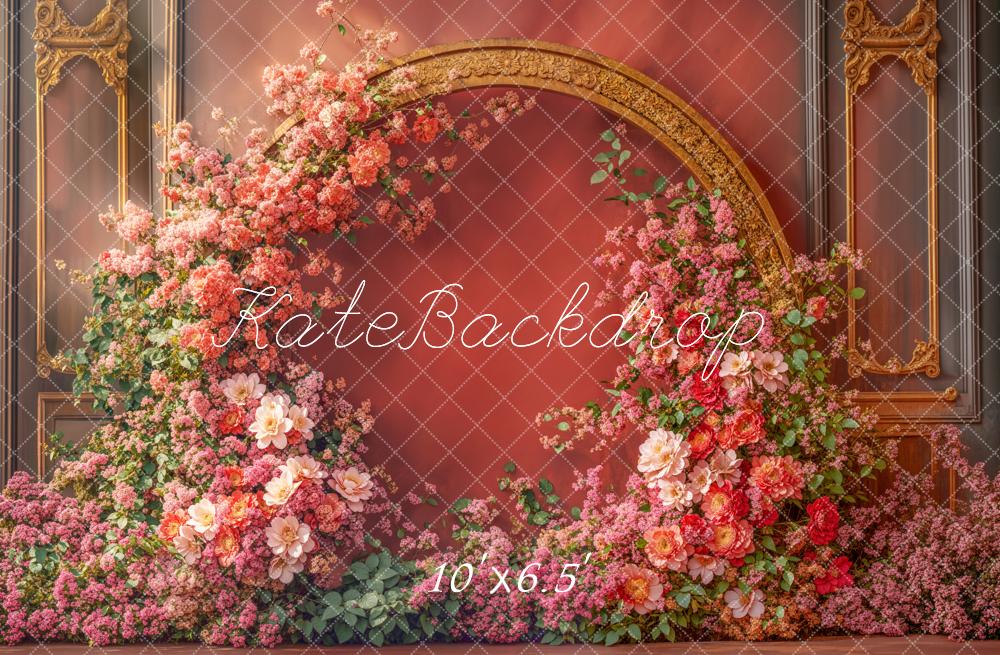 Kate Spring Floral Arch Red Backdrop Designed by Emetselch - Image 4