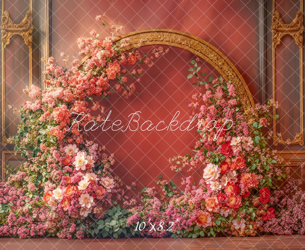 Kate Spring Floral Arch Red Backdrop Designed by Emetselch - Image 5