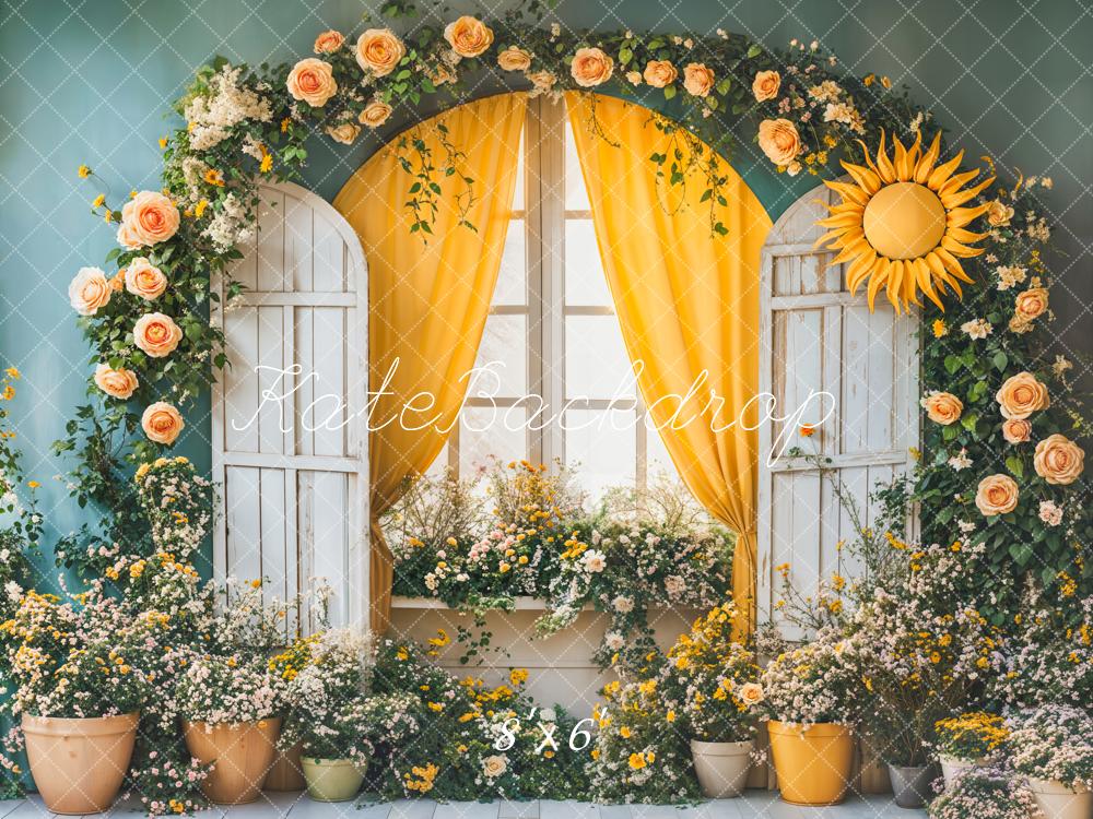 Kate Spring Floral Arch Sunflower Window Backdrop Designed by Emetselch - Image 3