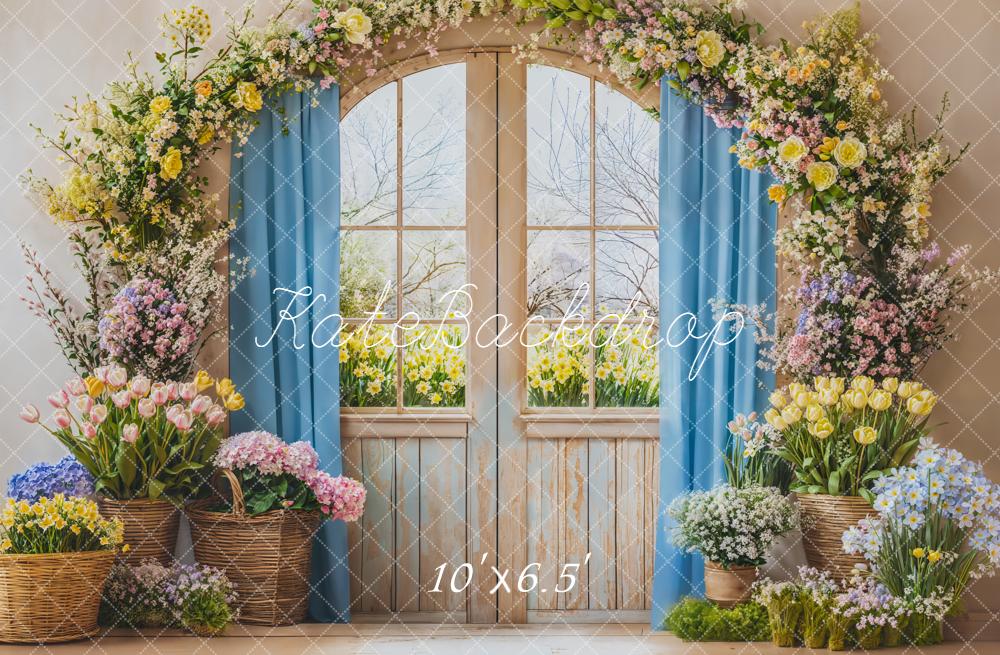 Kate Spring Floral Arch Window Pastel Backdrop Designed by Emetselch - Image 4