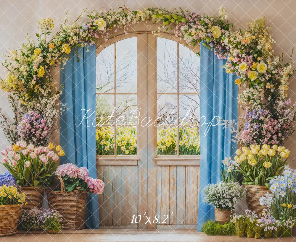 Kate Spring Floral Arch Window Pastel Backdrop Designed by Emetselch - Image 6