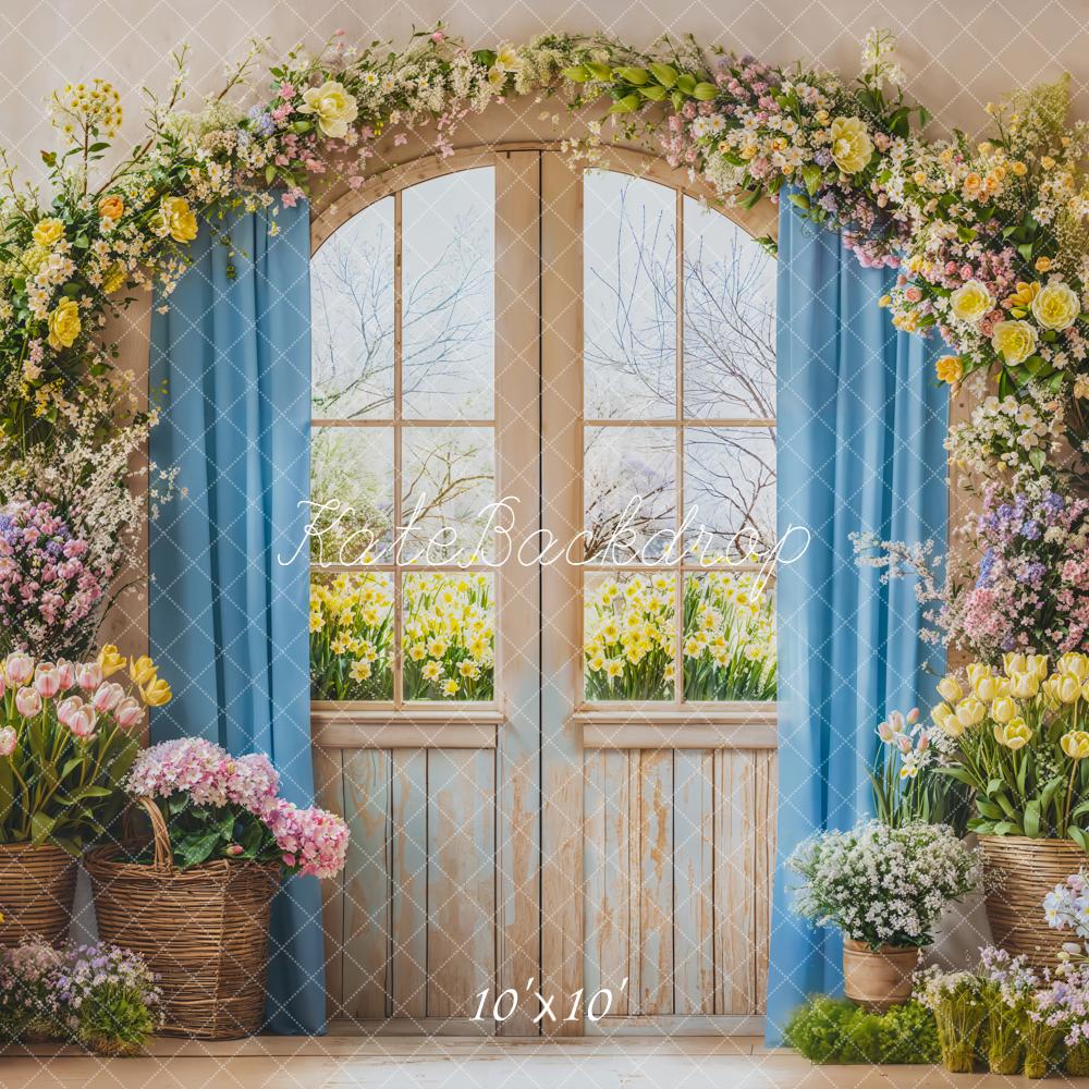 Kate Spring Floral Arch Window Pastel Backdrop Designed by Emetselch - Image 7