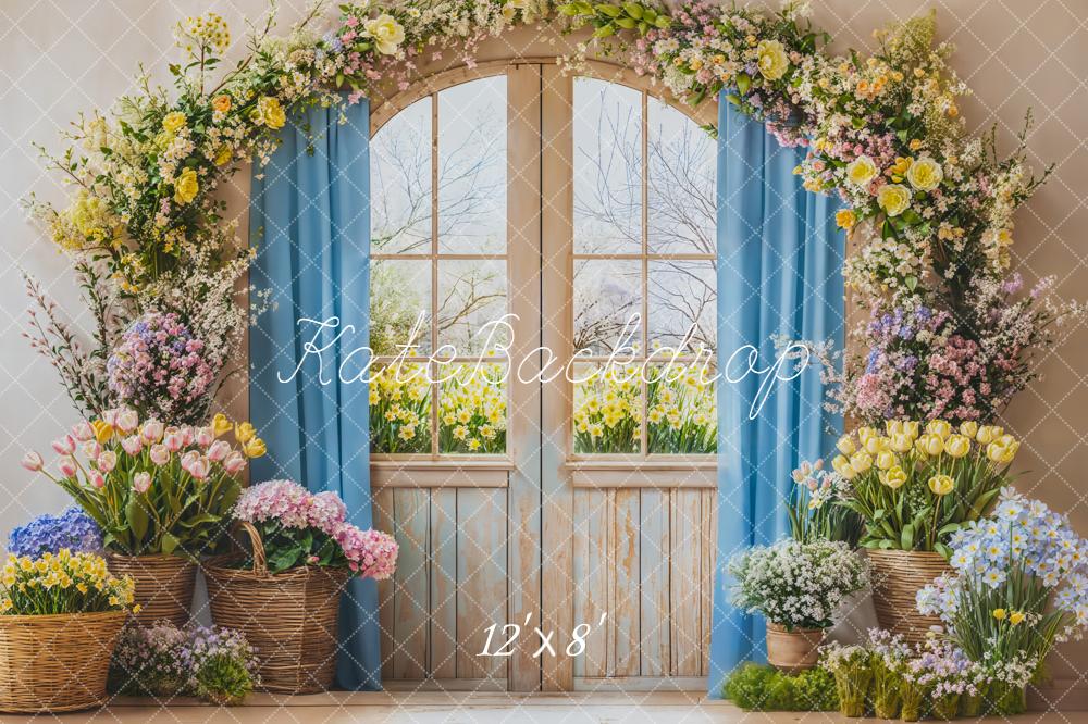 Kate Spring Floral Arch Window Pastel Backdrop Designed by Emetselch - Image 8