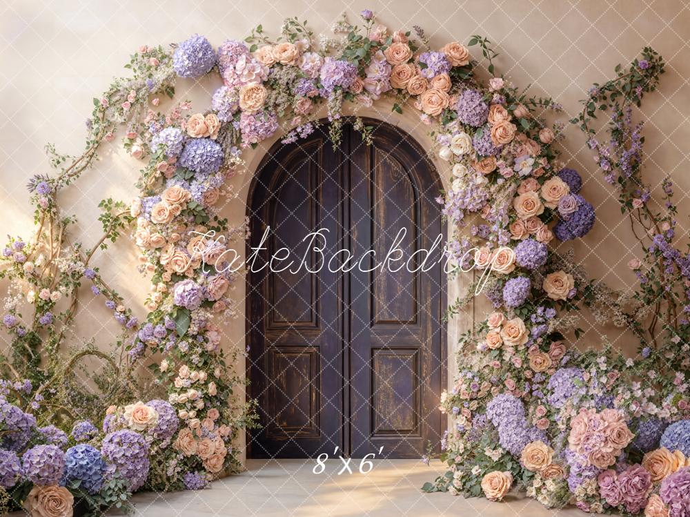 Kate Spring Floral Arch Wooden Door Backdrop Designed by Emetselch - Image 3