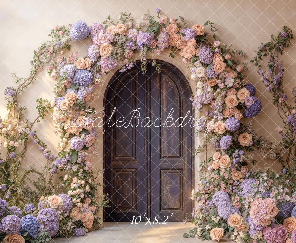 Kate Spring Floral Arch Wooden Door Backdrop Designed by Emetselch - Image 6