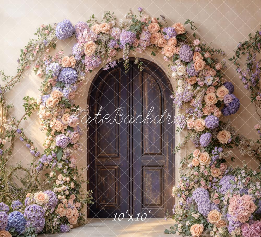 Kate Spring Floral Arch Wooden Door Backdrop Designed by Emetselch - Image 7