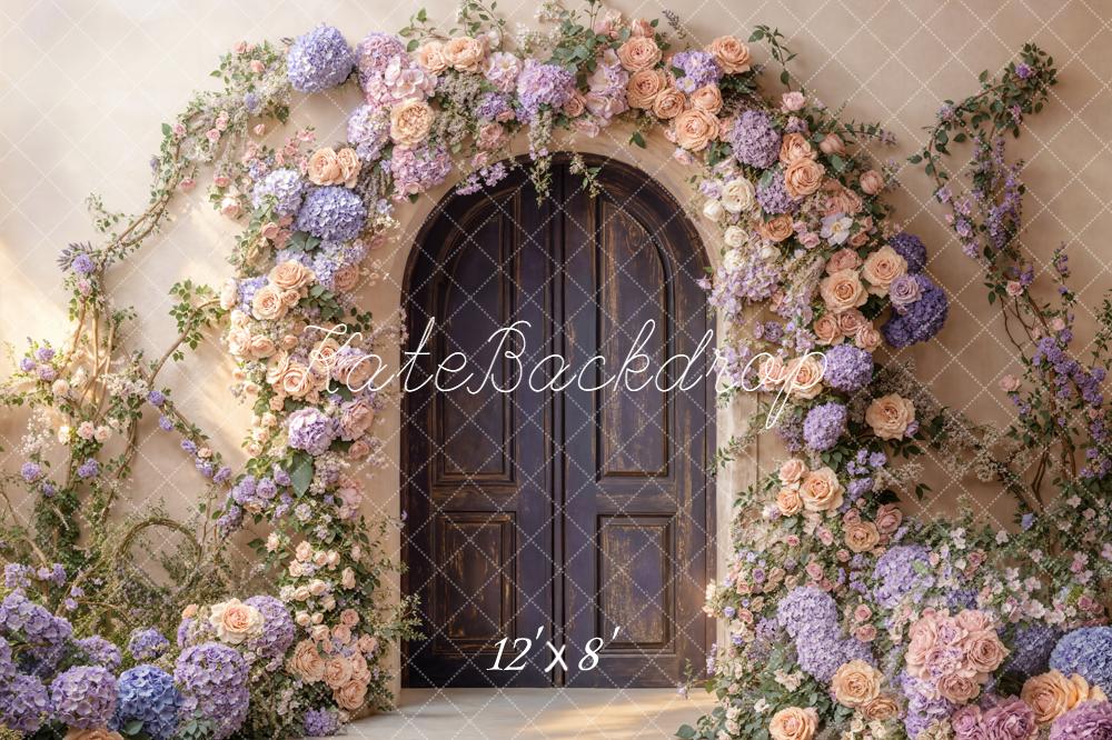 Kate Spring Floral Arch Wooden Door Fleece Backdrop Designed by Emetselch - Image 4