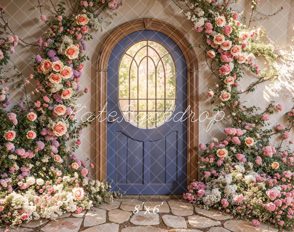 Kate Spring Floral Arched Doorway Fleece Backdrop Designed by Emetselch - Image 2