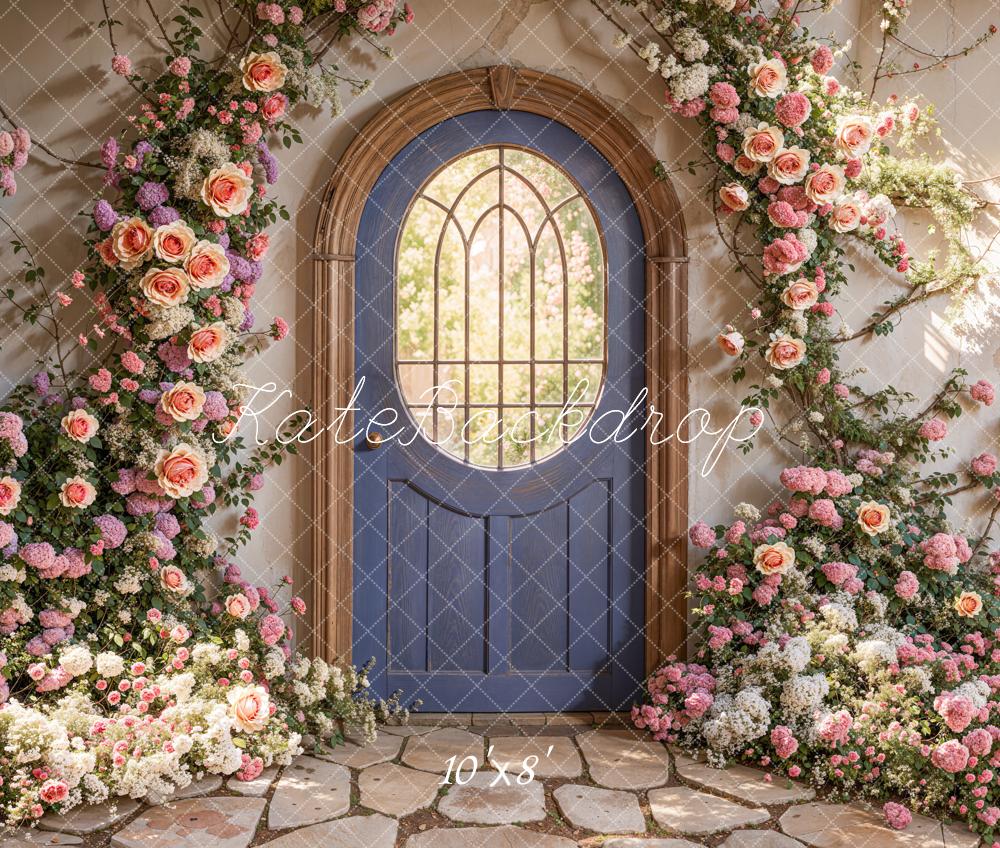 Kate Spring Floral Arched Doorway Fleece Backdrop Designed by Emetselch - Image 4