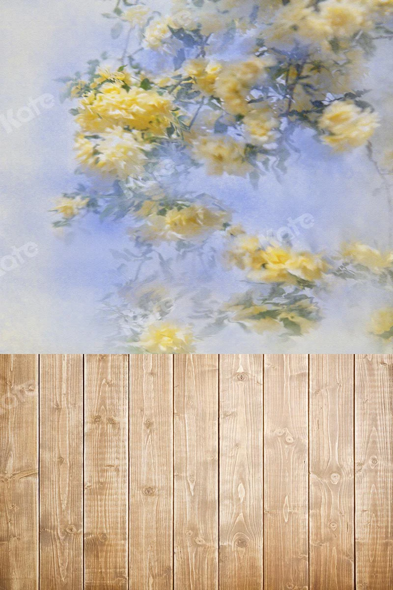 Kate Spring Floral Backdrop with wood floor part (fabric) Designed by Chain Photography - Image 2